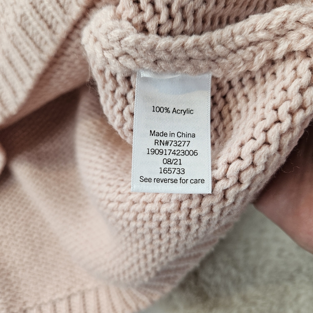 LC Lauren Conrad Pink Rib Knit Pullover Sweater Women Size Large - Picture 7 of 8